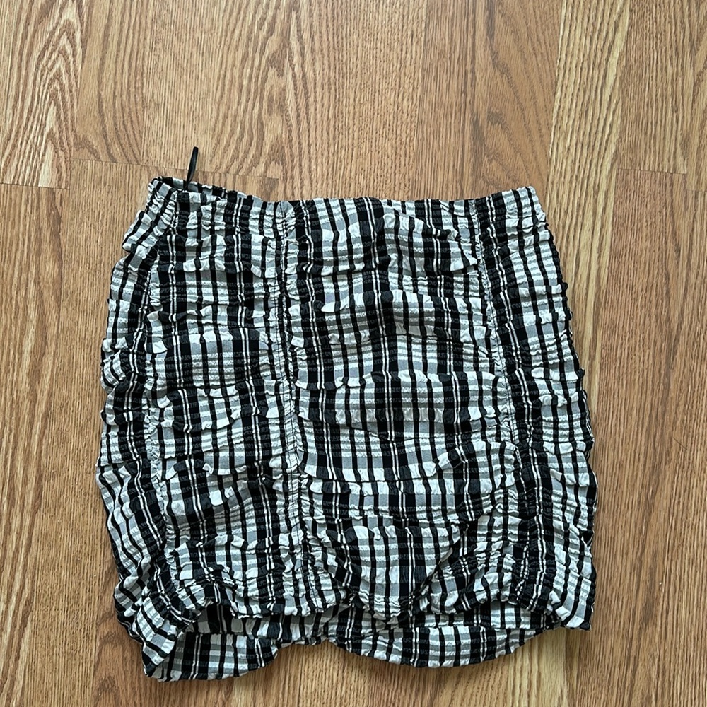 ZARA Black & White Plaid Mini Skirt